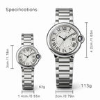 Couple Quartz Watches for Men Women Stainless Steel Roman Numeral Dial Wristwatch Waterproof Matching Watch Set with Gift Box