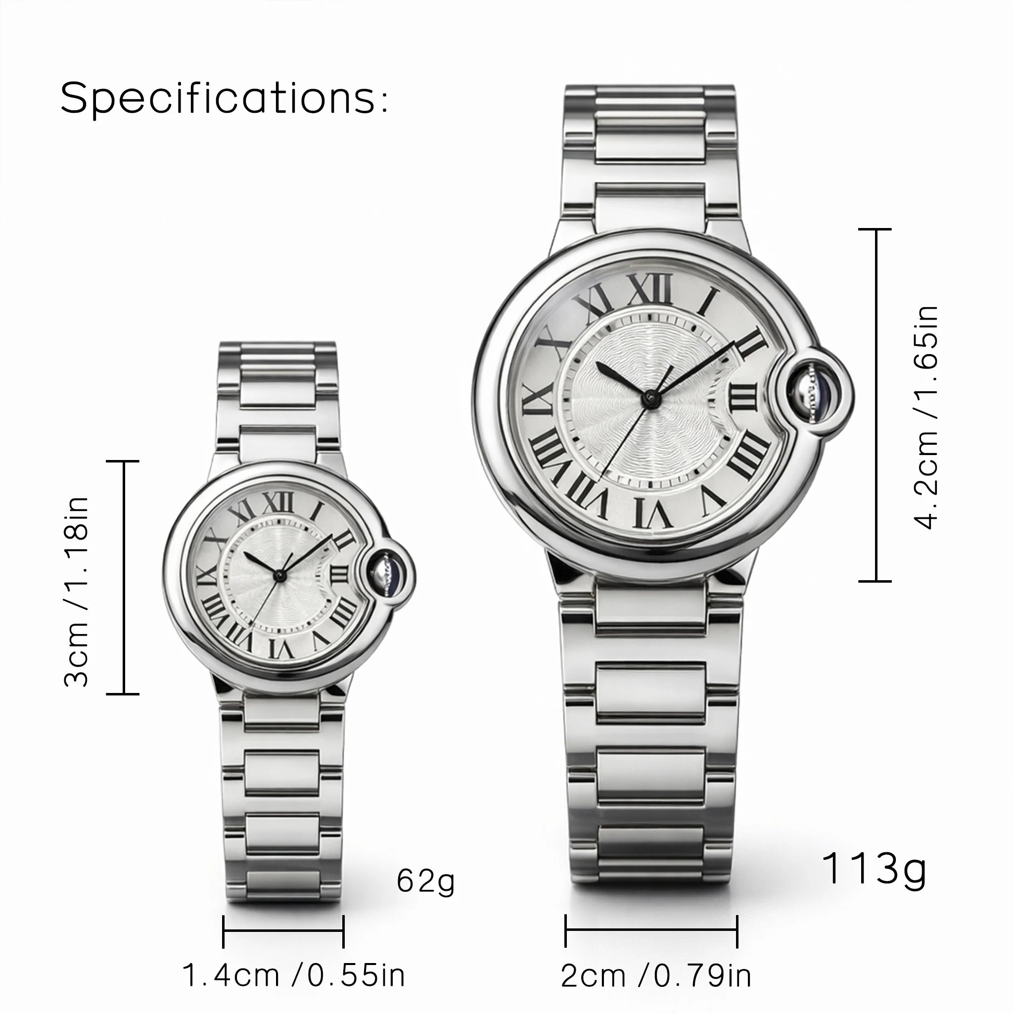 Couple Quartz Watches for Men Women Stainless Steel Roman Numeral Dial Wristwatch Waterproof Matching Watch Set with Gift Box