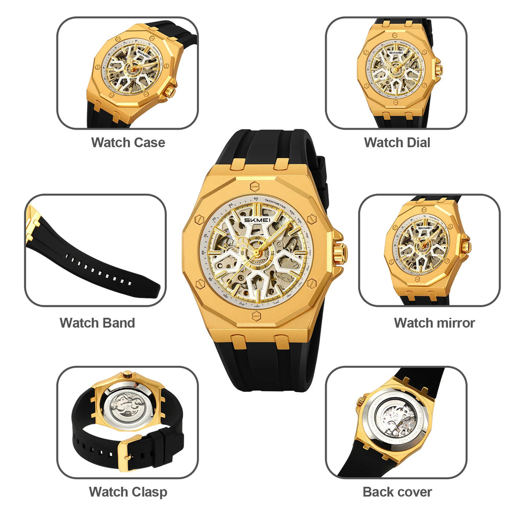 SKMEI M036 Movement Mens Casual Alloy Watches Movement Waterproof Mens Wristwatches Week Display Male Clock Luxury Mechanical