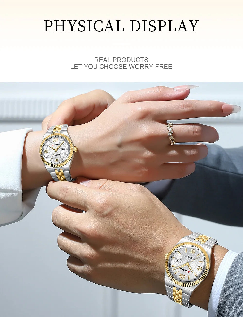 CURREN Couple Watches Waterproof Luminous Wristwatch for Lover Date Men‘s and Women's Wristwatch Simple Fashion