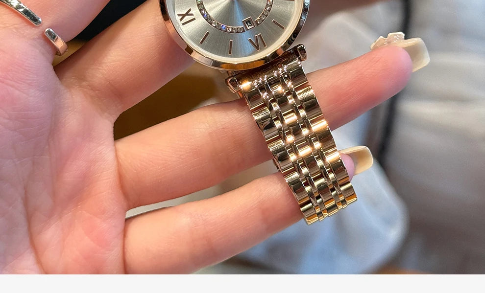 Fashion Couple Watches Stainless Steel Strap Analog Quartz Wristwatches His & Hers Matching Timepieces for Couples