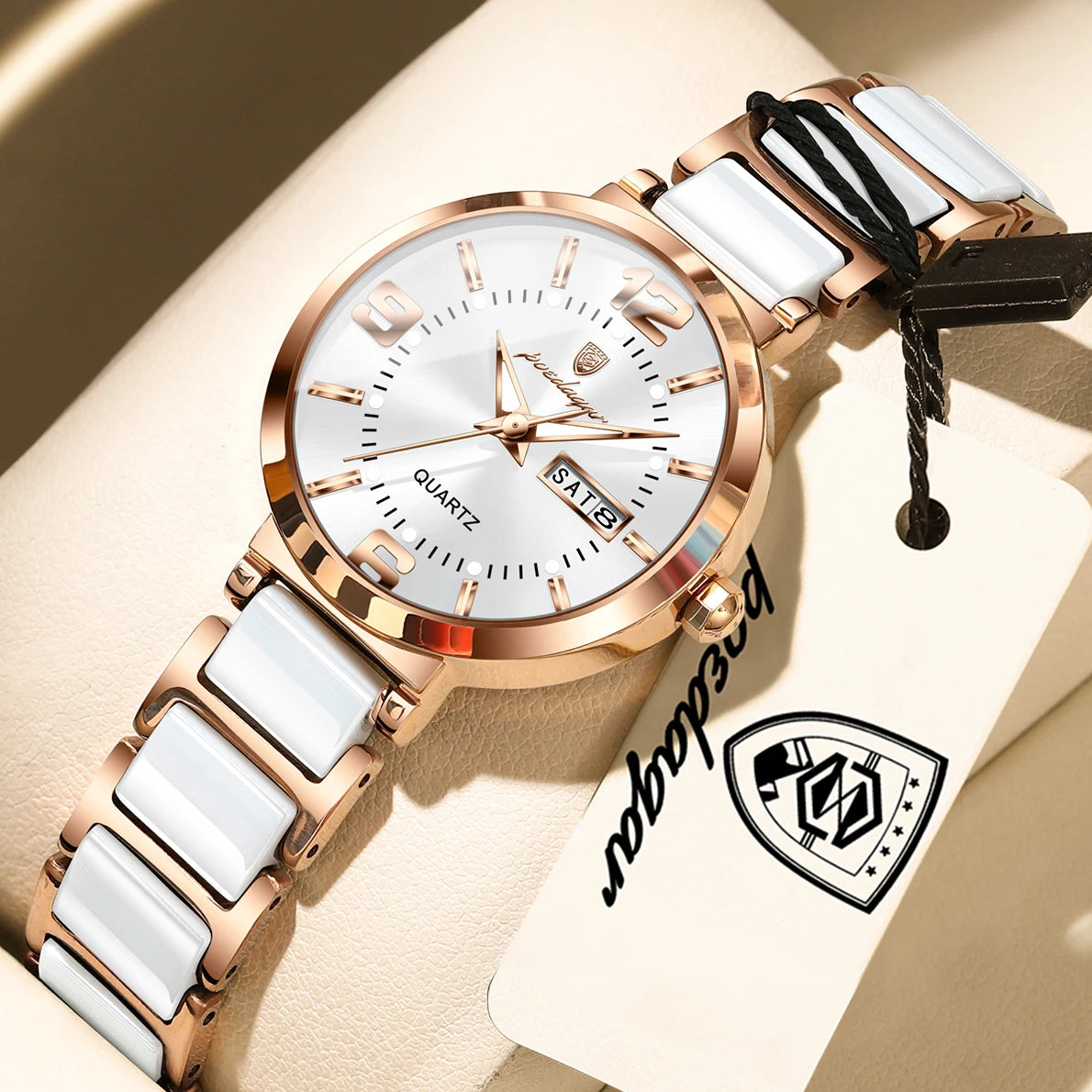 POEDAGAR Top Fashion Elegant Watch For Woman Week Date High Quality Waterproof Ladies Quartz Watch Stainless Steel Women Watches