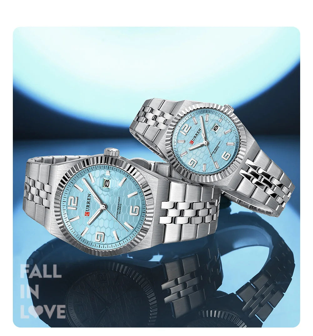 CURREN Couple Watches Waterproof Luminous Wristwatch for Lover Date Men‘s and Women's Wristwatch Simple Fashion