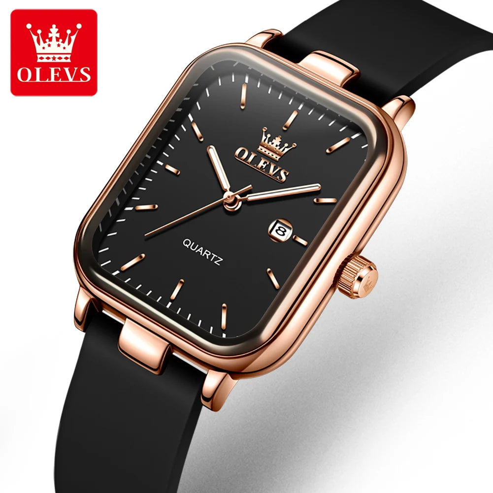 OLEVS 7089 Quartz Wristwatches Gift Box Set Women's Watches Fashion Strap Strap Waterproof Auto Date Simple Elegant Ladies Watch