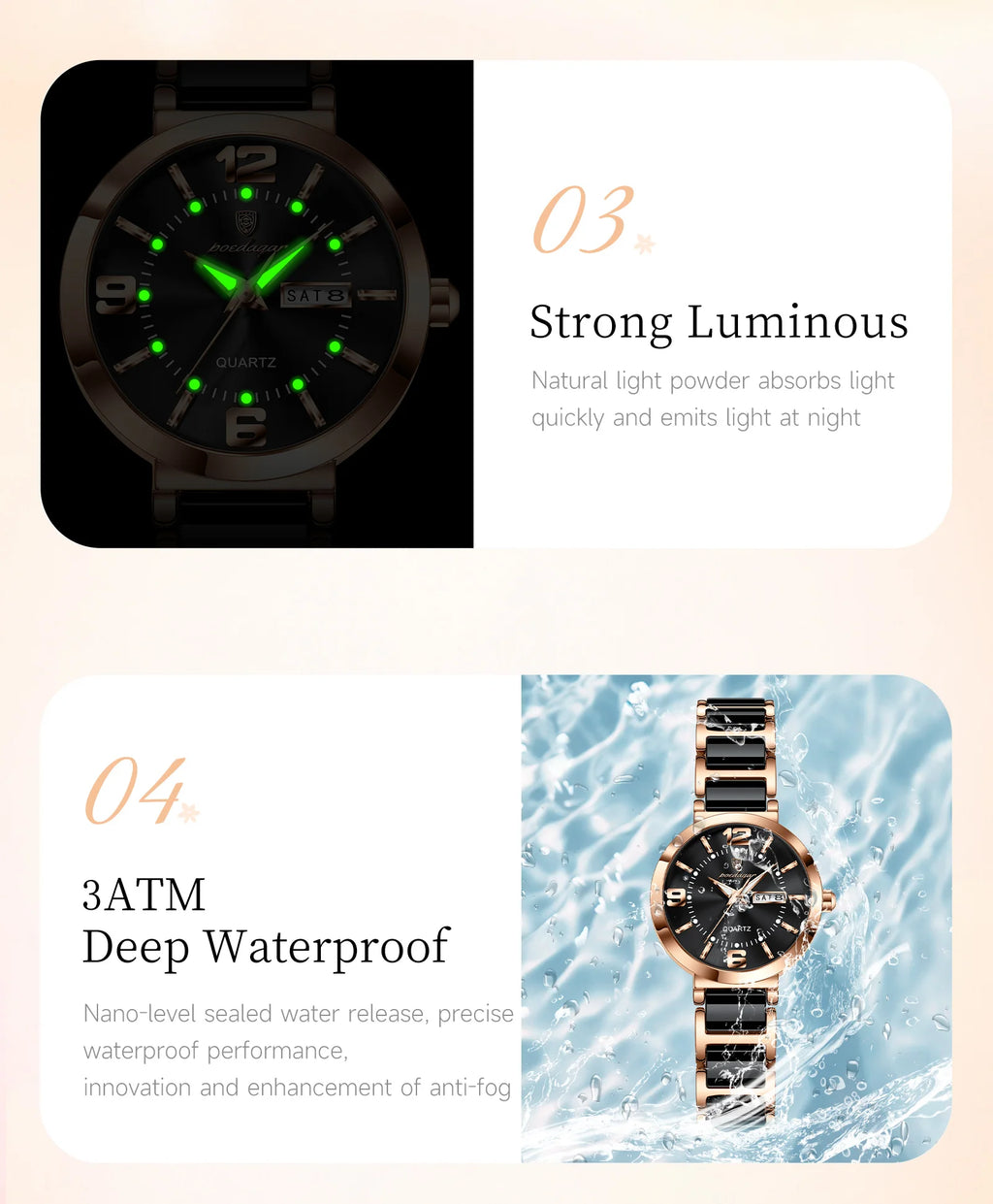 POEDAGAR Top Fashion Elegant Watch For Woman Week Date High Quality Waterproof Ladies Quartz Watch Stainless Steel Women Watches