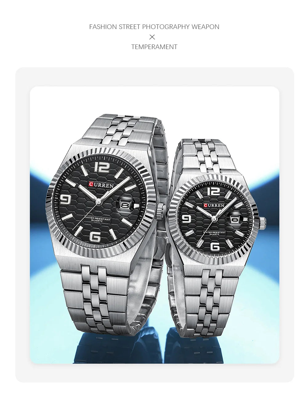 CURREN Couple Watches Waterproof Luminous Wristwatch for Lover Date Men‘s and Women's Wristwatch Simple Fashion