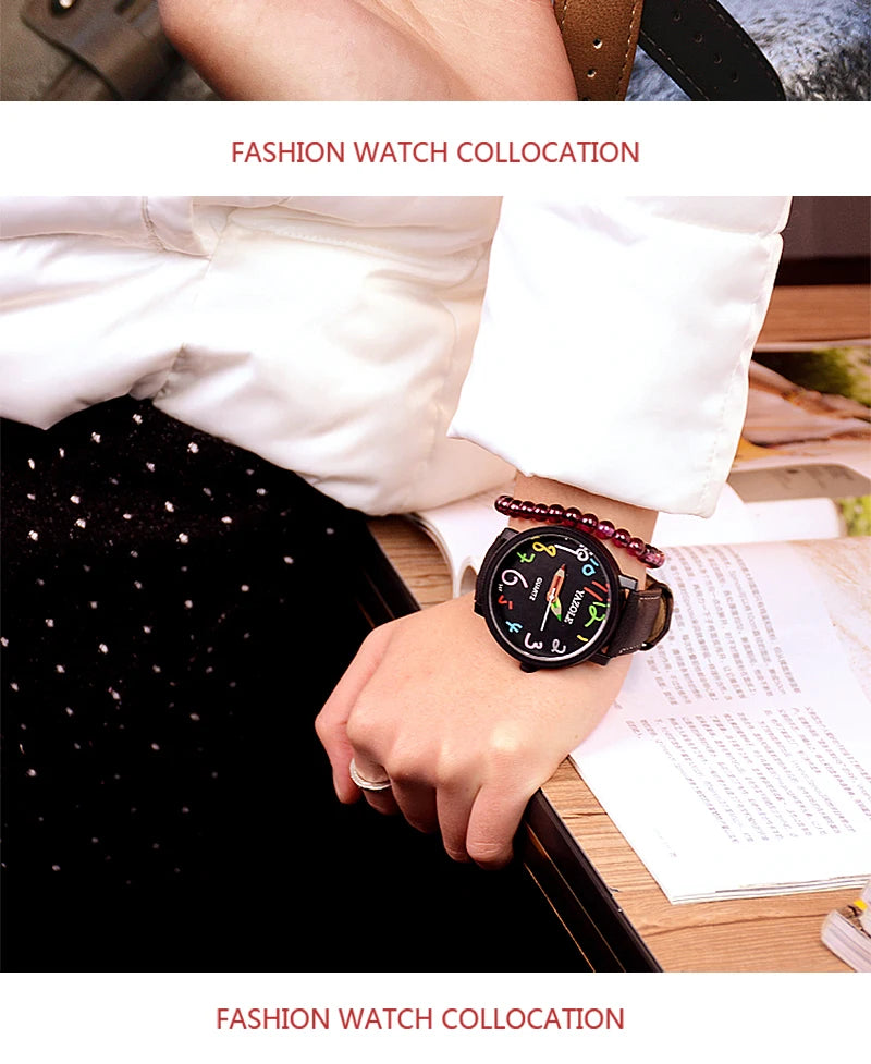Women Watches Fashion Casual Big Number Analog Watches for Woman Leather Band Ladies Quartz Wristwatches relogio feminino