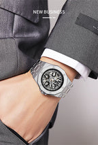 SKMEI M036 Movement Mens Casual Alloy Watches Movement Waterproof Mens Wristwatches Week Display Male Clock Luxury Mechanical