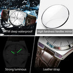 POEDAGAR Top Fashion Casual Men Watch Waterproof Luminous Date Week Man Wristwatch Outdoor Leather Business Men's Quartz Watches