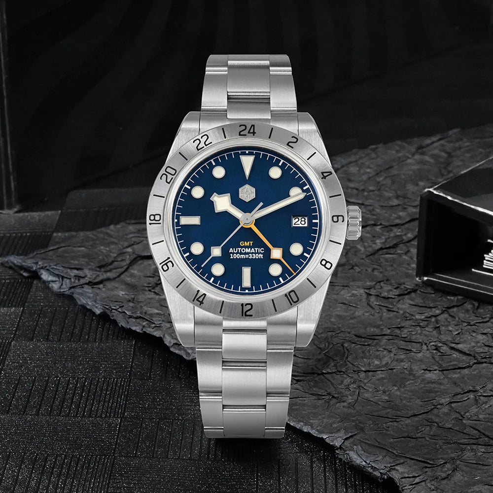 San Martin 39mm Luxury Couple Watches NH34 GMT 316L Stainless Steel Automatic Mechanical Men Watch Gift for boyfriend Sapphire