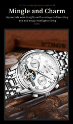 OLEVS 6607 Fully Automaitc Watches Stainless Steel Skeleton Flywheel Dual Calendar Top Luxury Brand Men's Mechanical Wristwatch