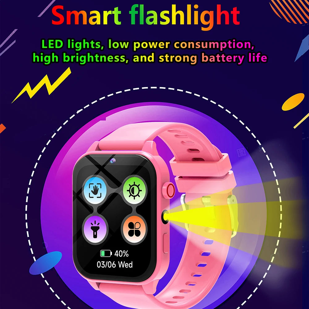 Kids Smart Watch 1.83" HD Screen Built-in 18 Games HD Camera Flashlight Sleep Monitor Alarm Clock Children Gift for Boys & Girls