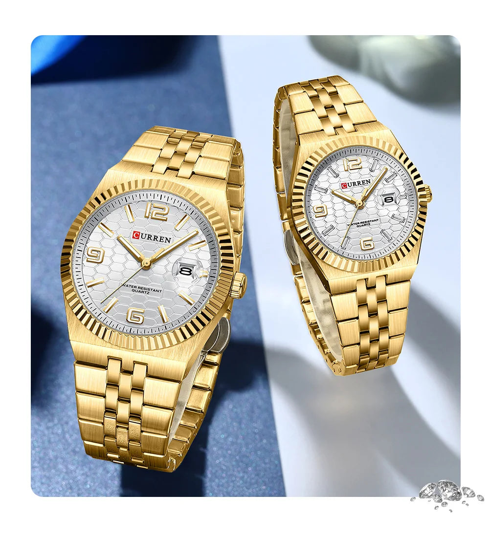CURREN Couple Watches Waterproof Luminous Wristwatch for Lover Date Men‘s and Women's Wristwatch Simple Fashion