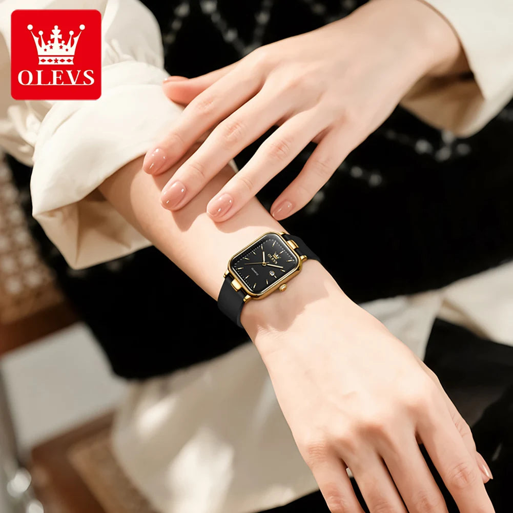 OLEVS 7089 Quartz Wristwatches Gift Box Set Women's Watches Fashion Strap Strap Waterproof Auto Date Simple Elegant Ladies Watch