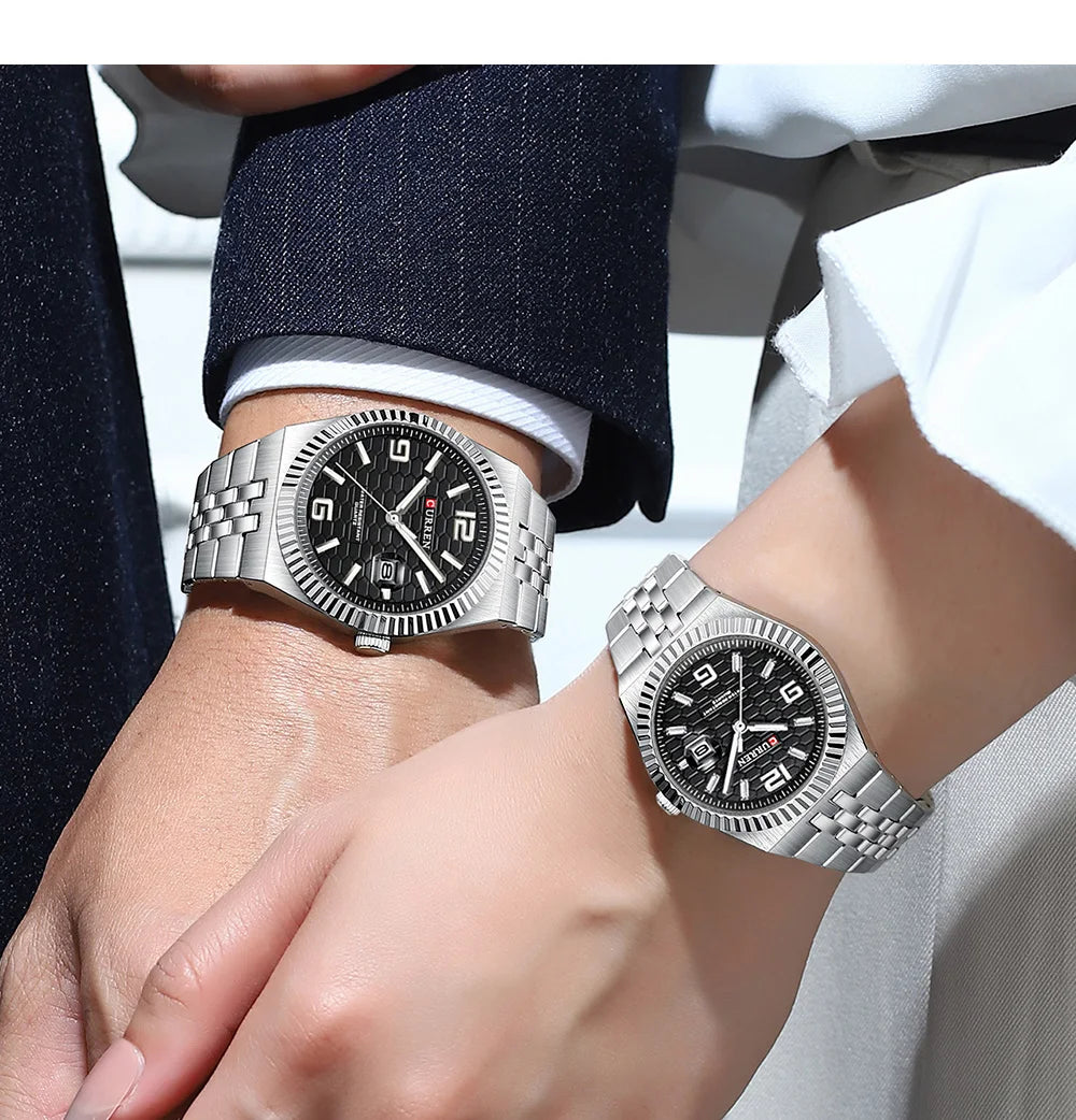 CURREN Couple Watches Waterproof Luminous Wristwatch for Lover Date Men‘s and Women's Wristwatch Simple Fashion