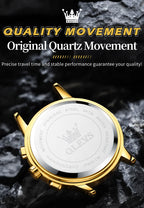 OLEVS 9947 Men's Watches Top Brand Luxury Original Waterproof Quartz Watch for Man Gold Skeleton Style 24 Hour Day Night New