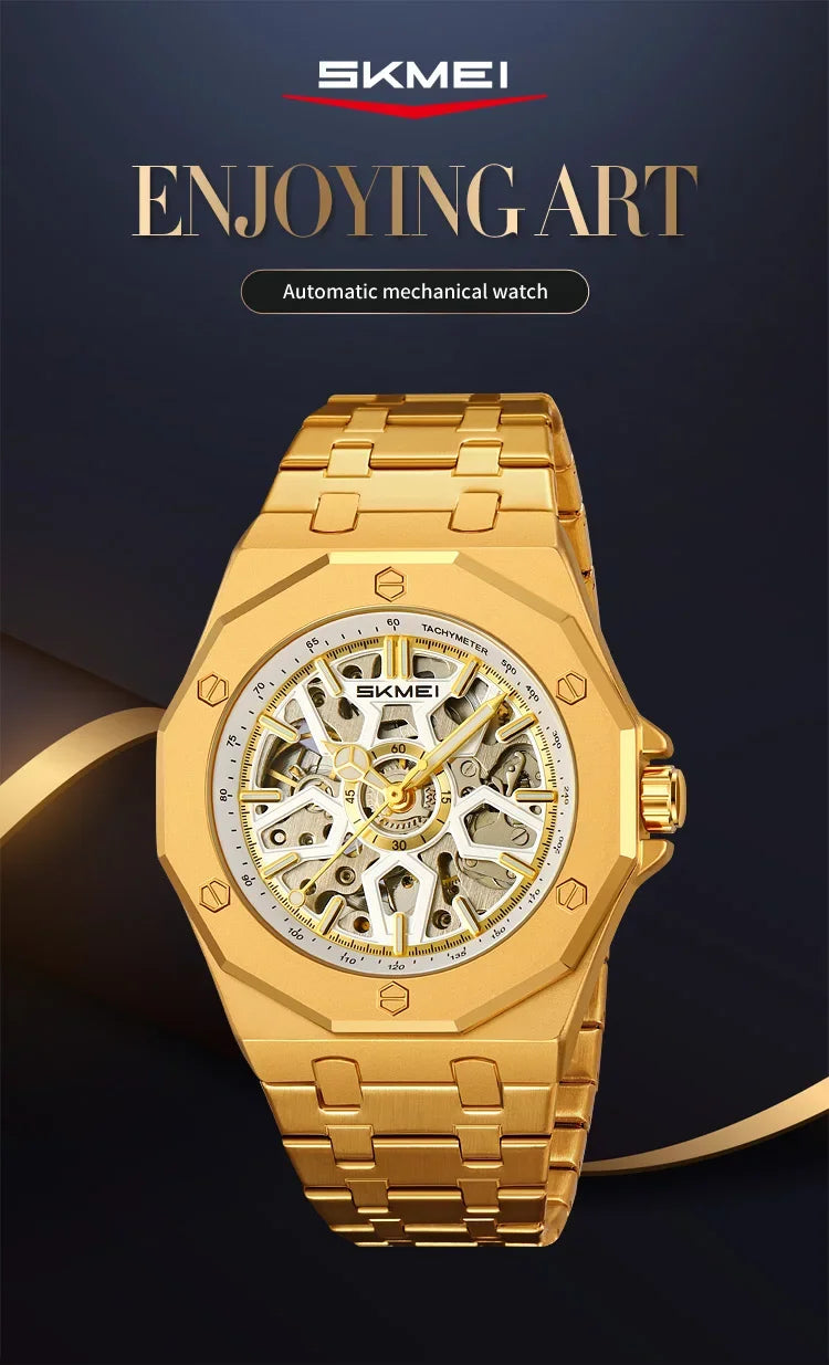 SKMEI M036 Movement Mens Casual Alloy Watches Movement Waterproof Mens Wristwatches Week Display Male Clock Luxury Mechanical
