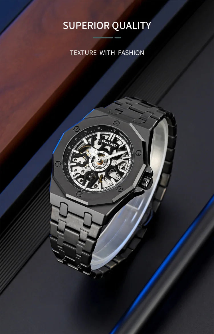 SKMEI M036 Movement Mens Casual Alloy Watches Movement Waterproof Mens Wristwatches Week Display Male Clock Luxury Mechanical