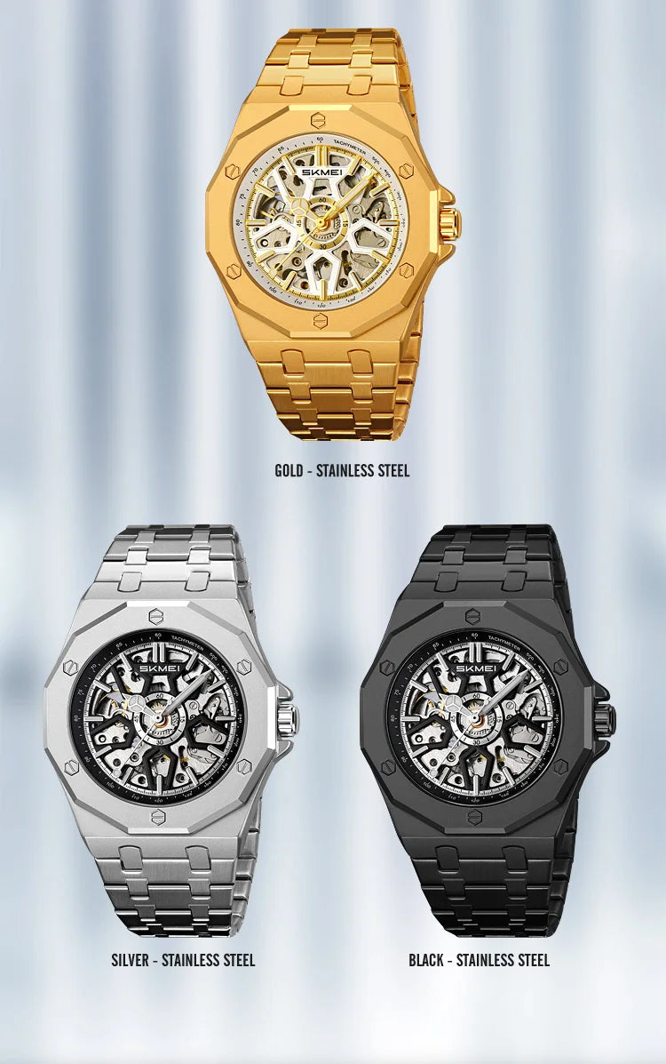 SKMEI M036 Movement Mens Casual Alloy Watches Movement Waterproof Mens Wristwatches Week Display Male Clock Luxury Mechanical