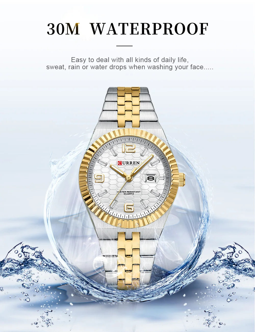 CURREN Couple Watches Waterproof Luminous Wristwatch for Lover Date Men‘s and Women's Wristwatch Simple Fashion