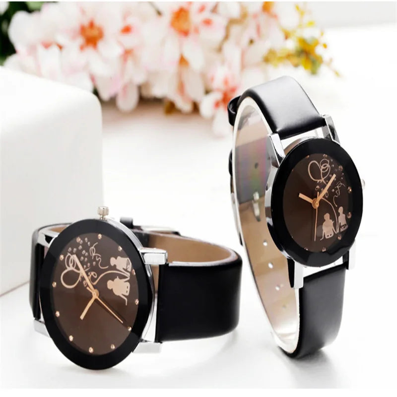 Couple Lover Watches Quartz Dial Clock PU Leather WristWatch Relojes Watch Women Men Fashion Luxury Relogio Feminino Saat