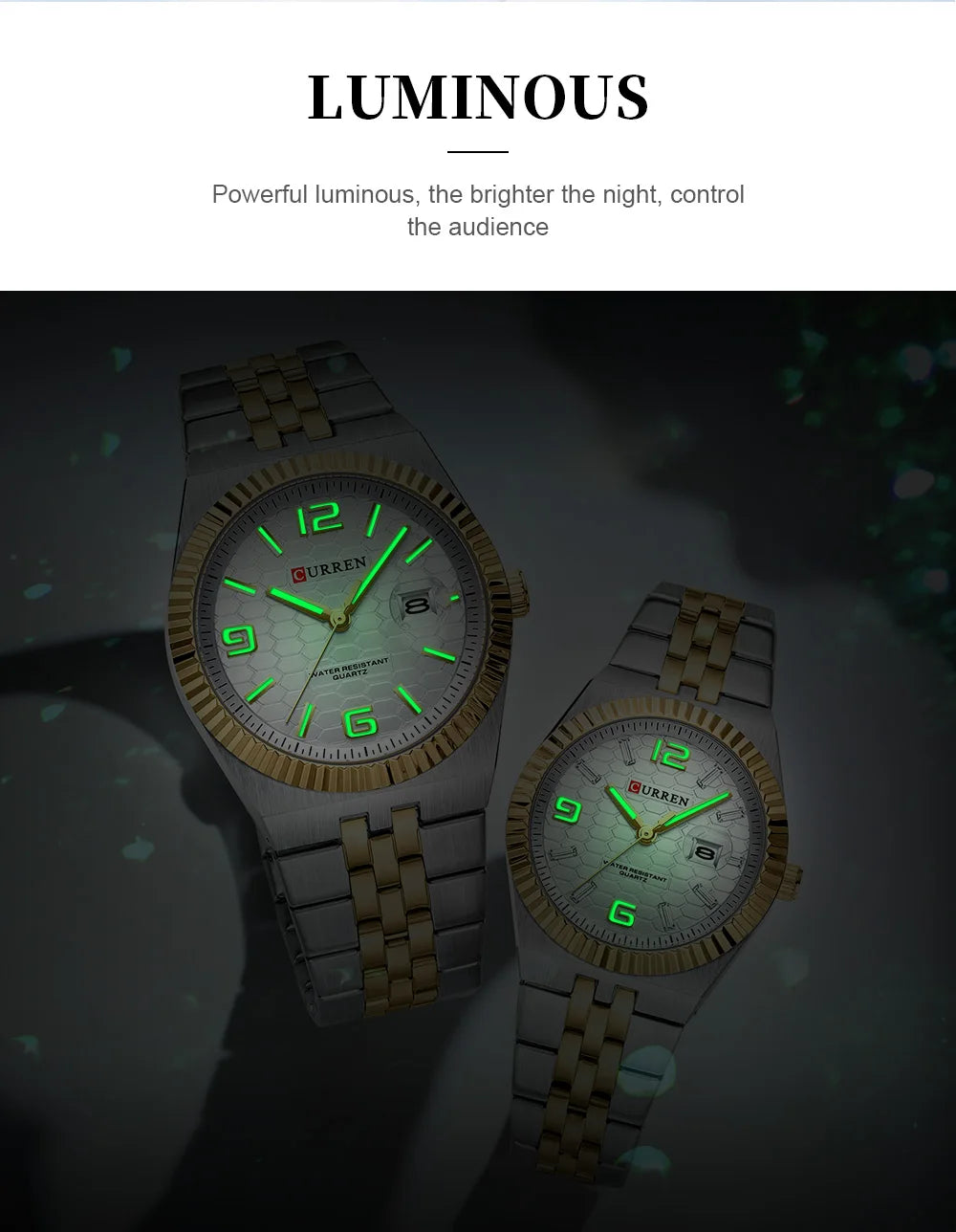 CURREN Couple Watches Waterproof Luminous Wristwatch for Lover Date Men‘s and Women's Wristwatch Simple Fashion