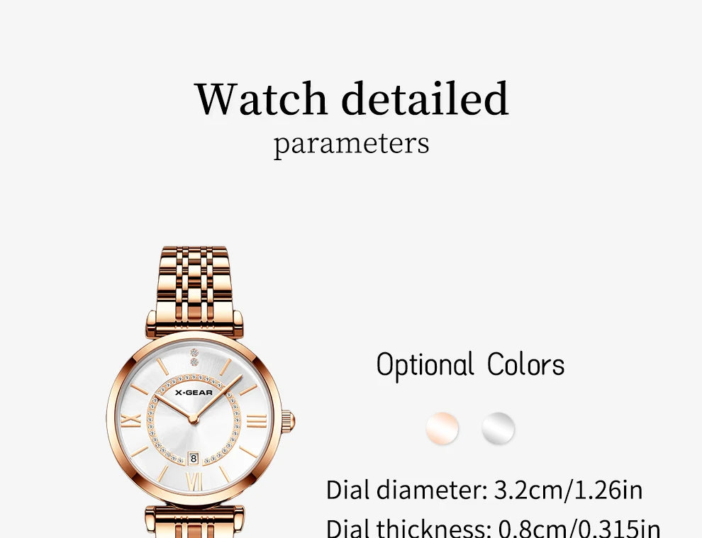 Fashion Couple Watches Stainless Steel Strap Analog Quartz Wristwatches His & Hers Matching Timepieces for Couples