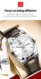POEDAGAR Top Fashion Casual Men Watch Waterproof Luminous Date Week Man Wristwatch Outdoor Leather Business Men's Quartz Watches