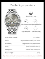 OLEVS 6607 Fully Automaitc Watches Stainless Steel Skeleton Flywheel Dual Calendar Top Luxury Brand Men's Mechanical Wristwatch