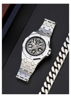 SKMEI M036 Movement Mens Casual Alloy Watches Movement Waterproof Mens Wristwatches Week Display Male Clock Luxury Mechanical