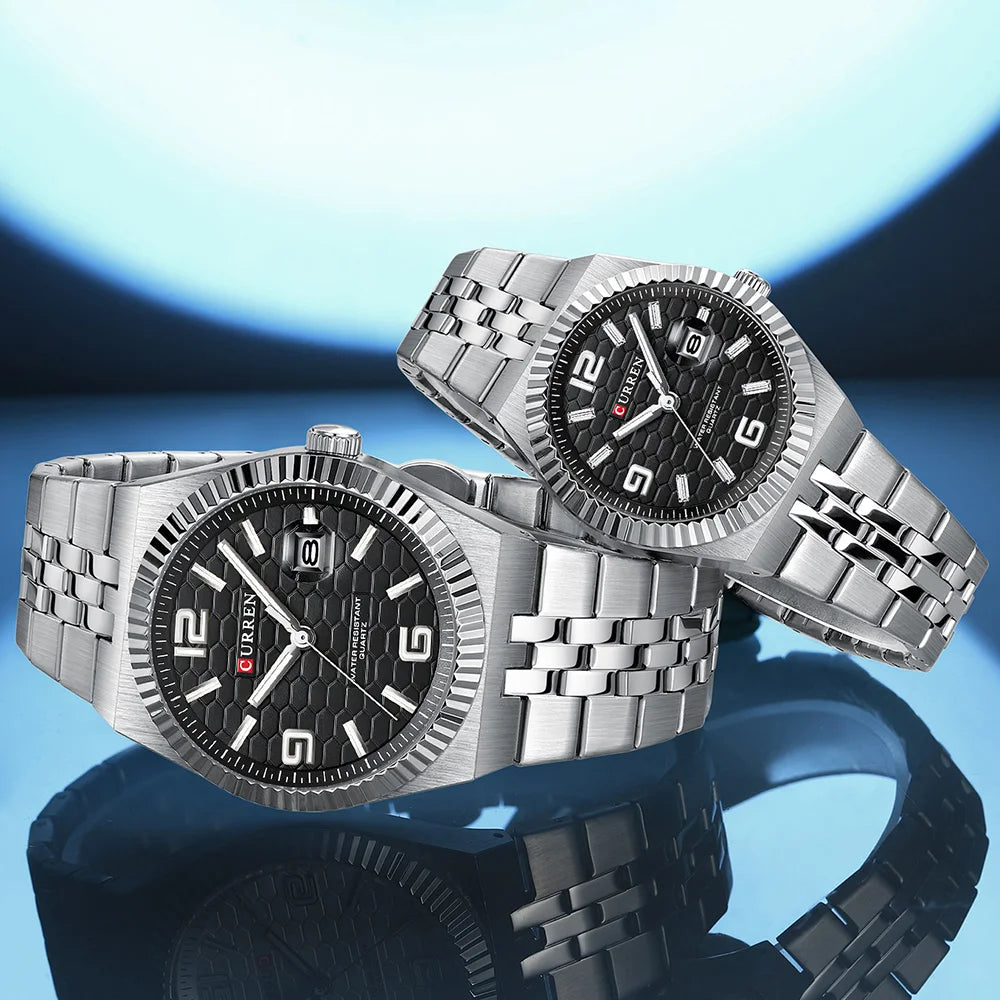 CURREN Couple Watches Waterproof Luminous Wristwatch for Lover Date Men‘s and Women's Wristwatch Simple Fashion