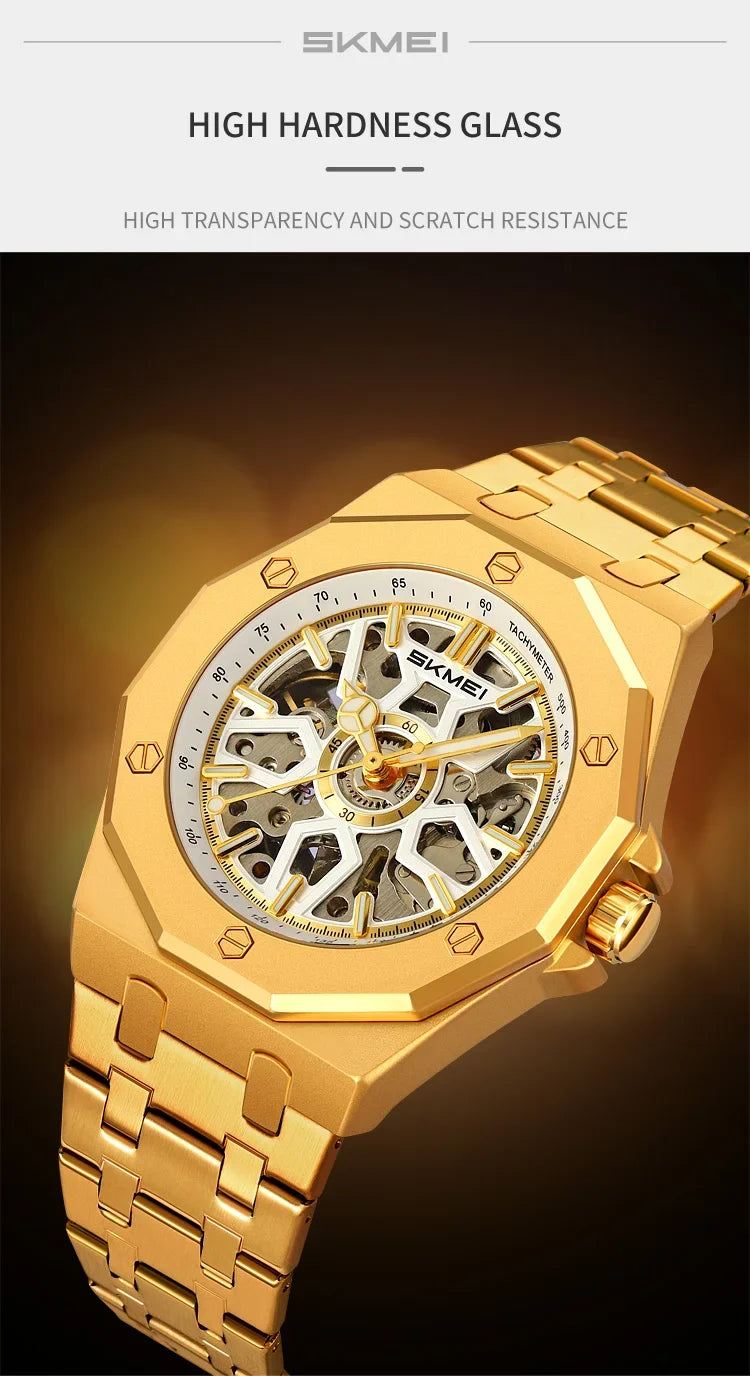 SKMEI M036 Movement Mens Casual Alloy Watches Movement Waterproof Mens Wristwatches Week Display Male Clock Luxury Mechanical