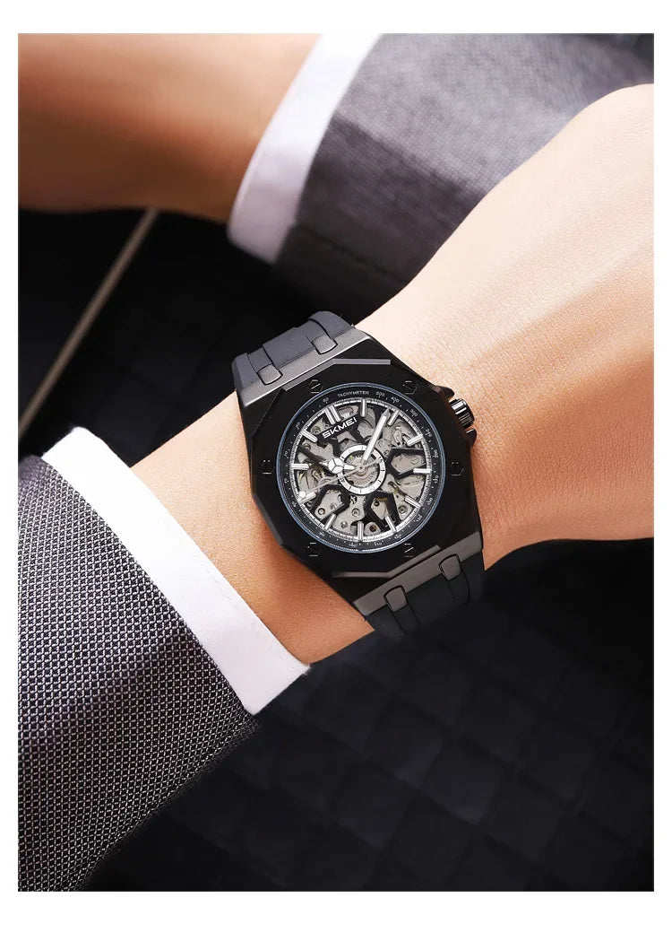 SKMEI M036 Movement Mens Casual Alloy Watches Movement Waterproof Mens Wristwatches Week Display Male Clock Luxury Mechanical