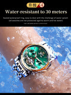 OLEVS 6607 Fully Automaitc Watches Stainless Steel Skeleton Flywheel Dual Calendar Top Luxury Brand Men's Mechanical Wristwatch