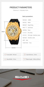 SKMEI M036 Movement Mens Casual Alloy Watches Movement Waterproof Mens Wristwatches Week Display Male Clock Luxury Mechanical
