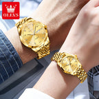 OLEVS 9931 Watch For Men Women Roman Scale Quartz Couple Watch Rhombus Mirror Auto Date Wristwatch Luxury Waterproof Hand Clock