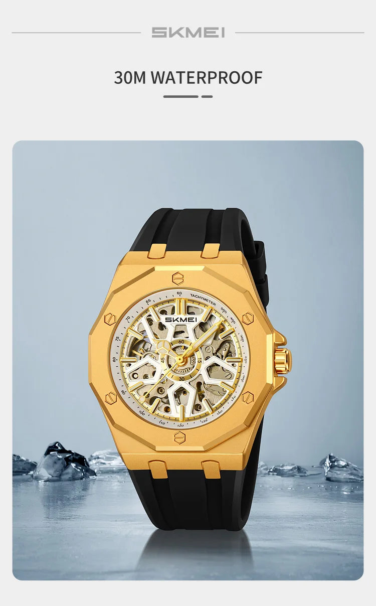 SKMEI M036 Movement Mens Casual Alloy Watches Movement Waterproof Mens Wristwatches Week Display Male Clock Luxury Mechanical