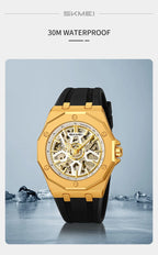 SKMEI M036 Movement Mens Casual Alloy Watches Movement Waterproof Mens Wristwatches Week Display Male Clock Luxury Mechanical