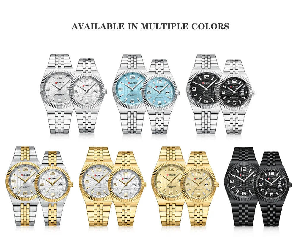 CURREN Couple Watches Waterproof Luminous Wristwatch for Lover Date Men‘s and Women's Wristwatch Simple Fashion
