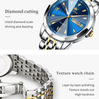 OLEVS 9998 Couple Watch Luxury Men Women Quartz Watch Dual Calendar Clock Waterproof Men's Women's Dating Couple Watch Set Gift