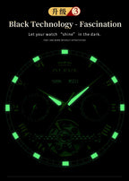 OLEVS 6607 Fully Automaitc Watches Stainless Steel Skeleton Flywheel Dual Calendar Top Luxury Brand Men's Mechanical Wristwatch