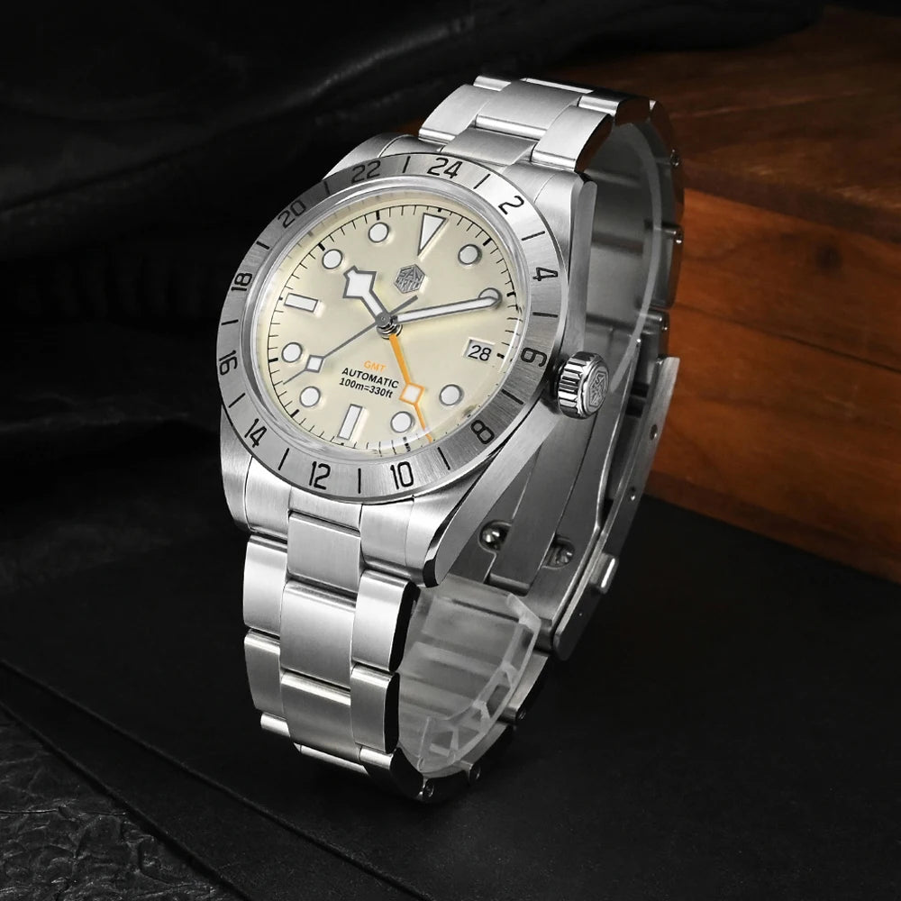 San Martin 39mm Luxury Couple Watches NH34 GMT 316L Stainless Steel Automatic Mechanical Men Watch Gift for boyfriend Sapphire