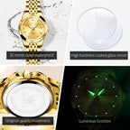 OLEVS 9931 Watch For Men Women Roman Scale Quartz Couple Watch Rhombus Mirror Auto Date Wristwatch Luxury Waterproof Hand Clock