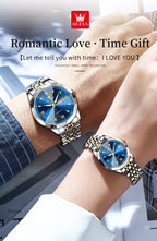 OLEVS 9998 Couple Watch Luxury Men Women Quartz Watch Dual Calendar Clock Waterproof Men's Women's Dating Couple Watch Set Gift