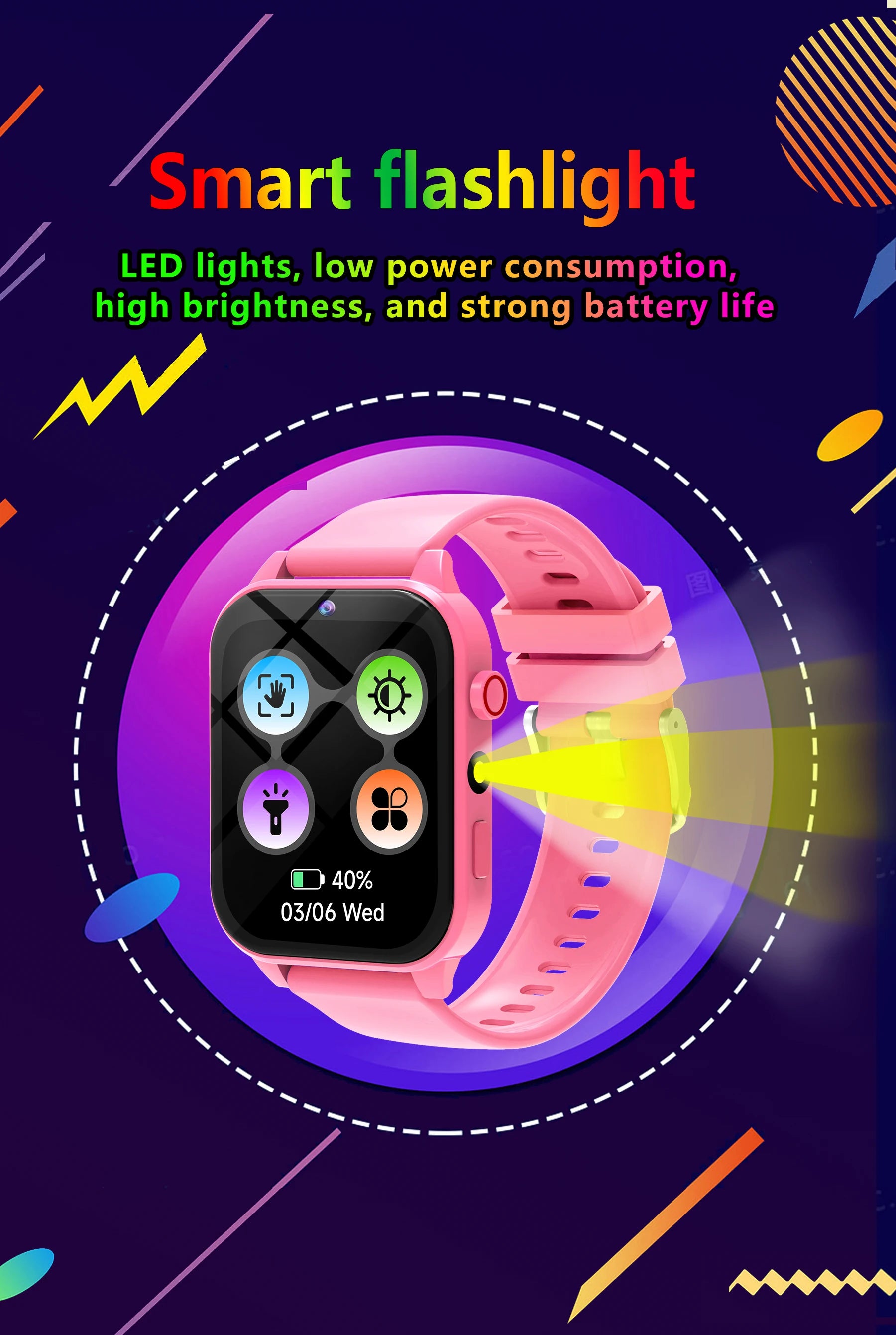 Kids Smart Watch 1.83" HD Screen Built-in 18 Games HD Camera Flashlight Sleep Monitor Alarm Clock Children Gift for Boys & Girls