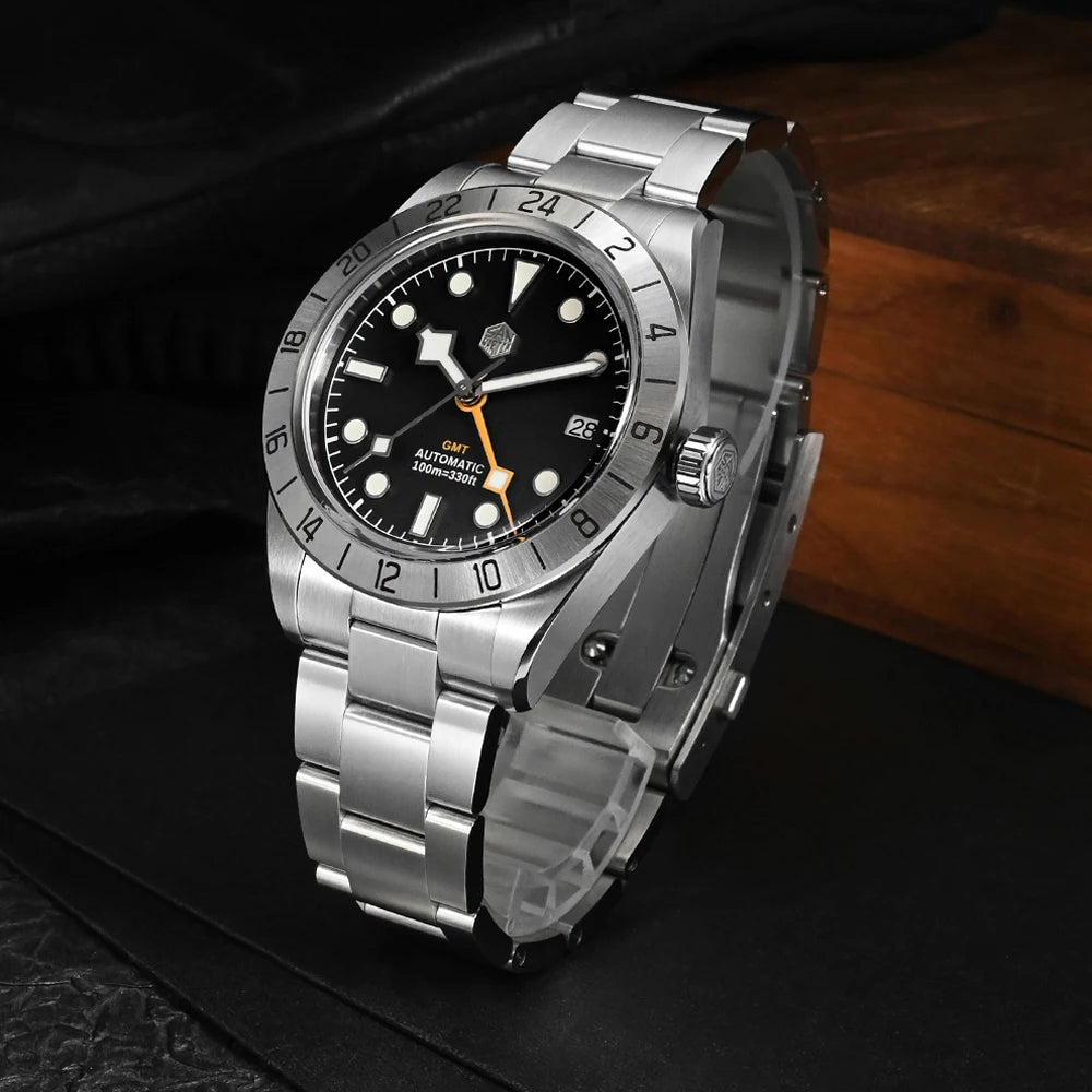 San Martin 39mm Luxury Couple Watches NH34 GMT 316L Stainless Steel Automatic Mechanical Men Watch Gift for boyfriend Sapphire