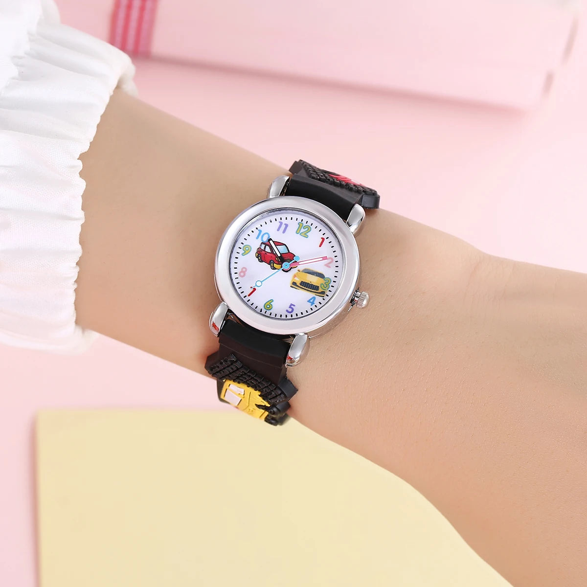 Kids Cartoon Car Watch | Colorful Digital Quartz Watch with Soft Strap | School Student Gift for Boys & Girls