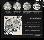 OLEVS 6607 Fully Automaitc Watches Stainless Steel Skeleton Flywheel Dual Calendar Top Luxury Brand Men's Mechanical Wristwatch