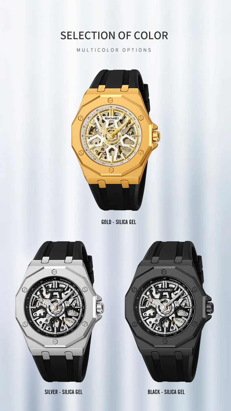 SKMEI M036 Movement Mens Casual Alloy Watches Movement Waterproof Mens Wristwatches Week Display Male Clock Luxury Mechanical
