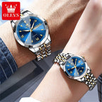 OLEVS 9998 Couple Watch Luxury Men Women Quartz Watch Dual Calendar Clock Waterproof Men's Women's Dating Couple Watch Set Gift